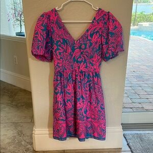 Pink and Blue Floral Dress
